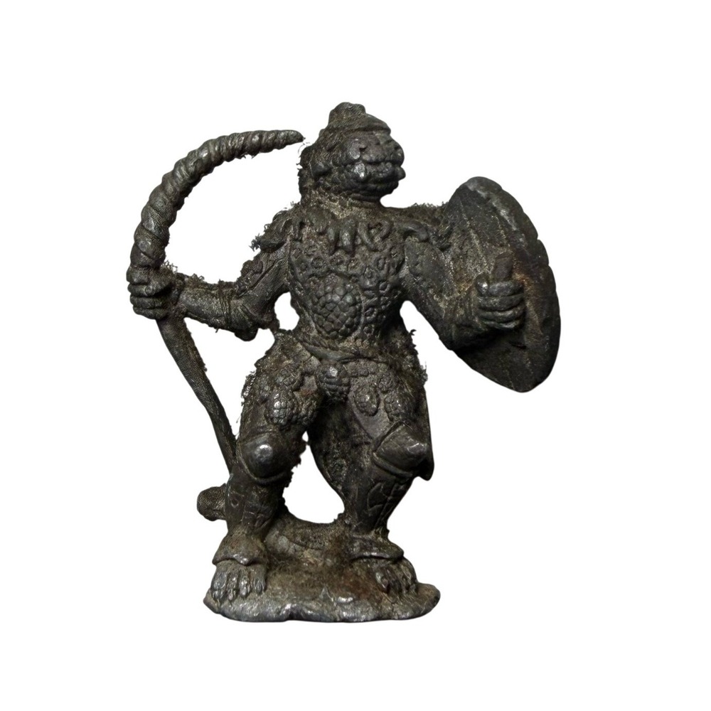 Vintage Fantasy Metal Warrior Miniature Figurine Bow Shield Orc Style